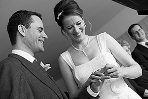 wedding photograph during wedding ceremony at Watergate Bay Hotel