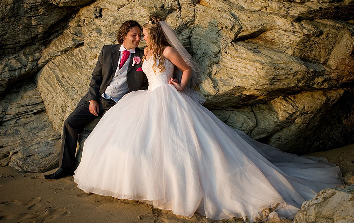 wedding photograph on a beach in Cornwall