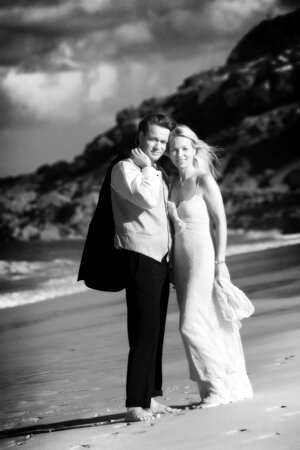 Wedding photograph taken in Cornwall on Porthminster beach St Ives
