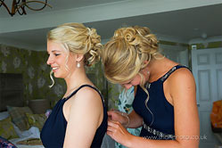 bridesmaids while getting ready for the wedding 