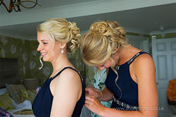 bridesmaids while getting ready for the wedding
