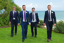 groom with his groomsmen at Carbis Bay Hotel