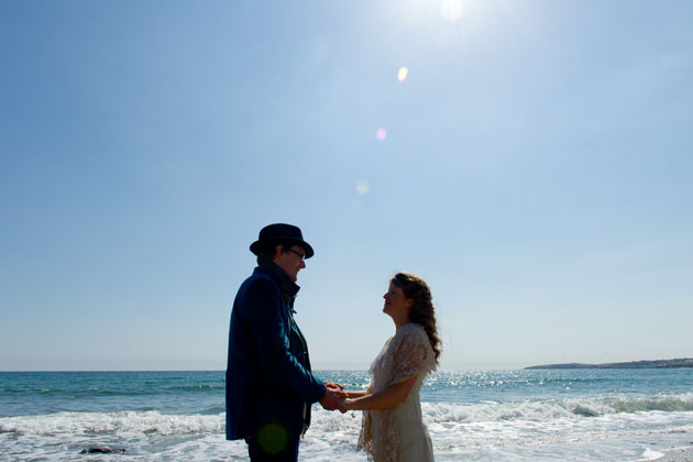 bride and groom photo by Cornwall wedding photographer