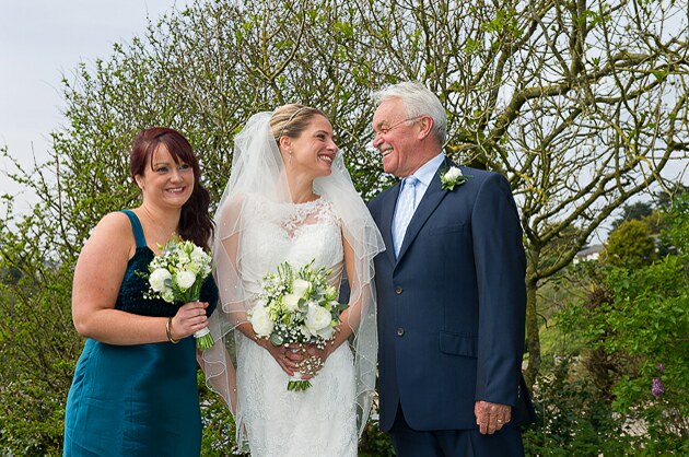 Wedding at Rock bride bridesmaid with bride's father