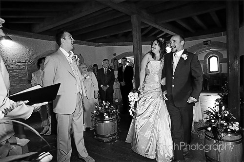 the bride arrives for her wedding at st mawes castle cornwall