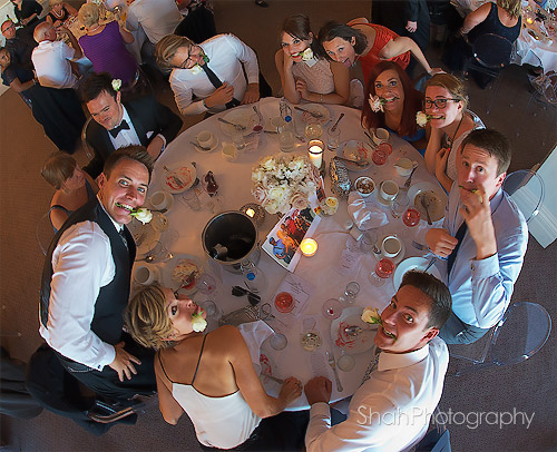 wedding guests having fun