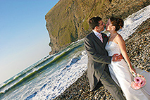 Abi and Mike photographed on their wedding day in north Cornwall