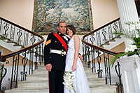 Vicky and Colin photographed during their wedding at Scorrier House