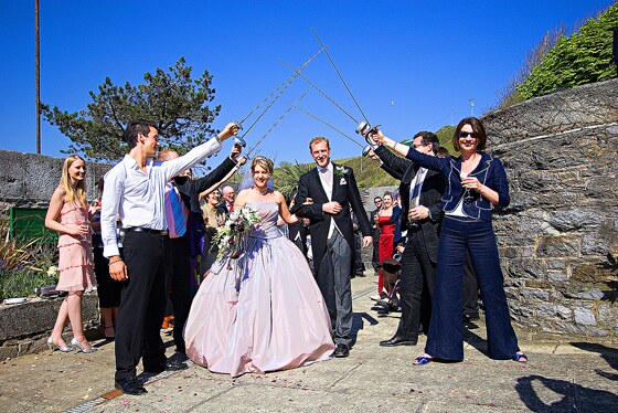 After the wedding ceremony a drinks reception was held on the roof of Polhawn Fort