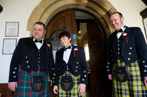 Kilts were the order of this wedding day for the guys