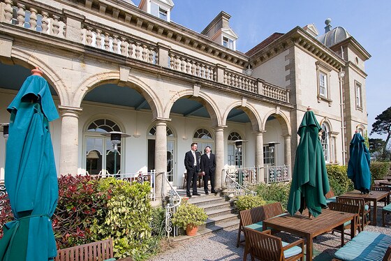 The impressive frontage of wedding venue Fowey Hall