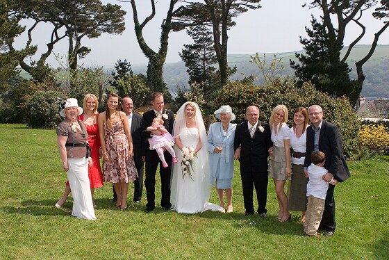 The spacious grounds at wedding venue Fowey Hall are great for group photographs