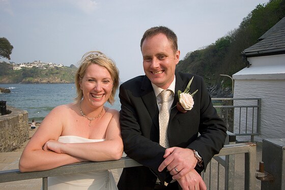 A photograph that portrays how relaxed the bride and groom were on their wedding day