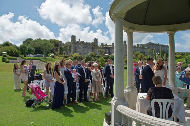 outdoor wedding scene Tregenna Castle St Ives