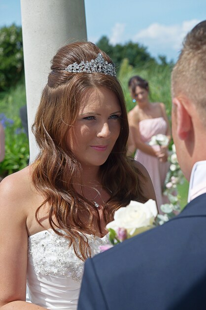 bride during her wedding ceremony at St Ives in Cornwall