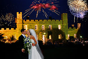 wedding fireworks over Tregenna Castle