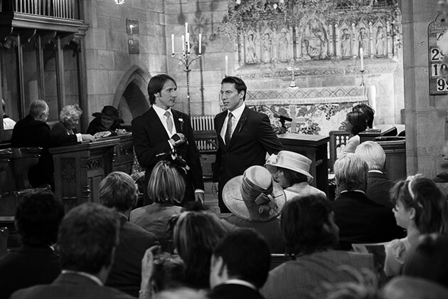 groom and best man before the ceremony in church