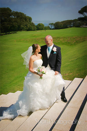 Wedding photograph of Sara and Rick on Porthminster Beach, St Ives