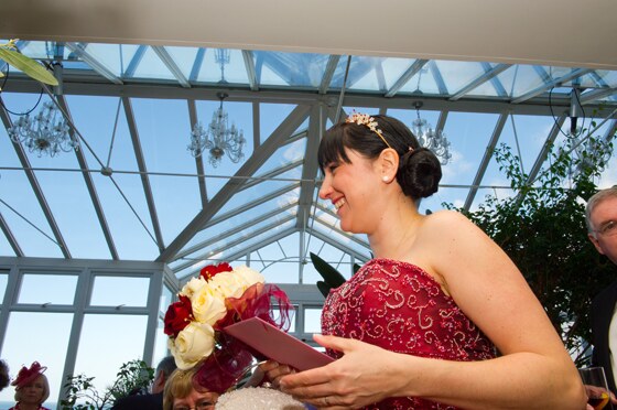 wedding photograph in the conservatory Carbis Bay Hotel